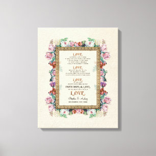Toile Gold Brocade Floral Love est Mariage Personnalisé
