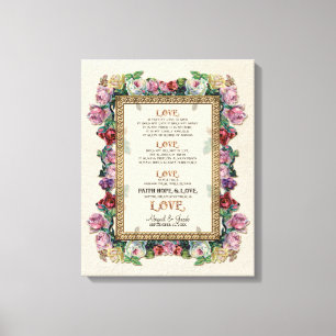 Toile Gold Brocade Floral Love est Mariage Personnalisé