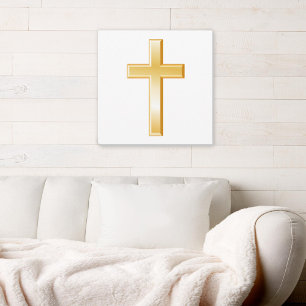 Toile Gold Christian Cross Canvas Art