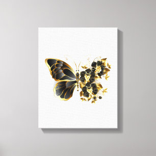 Toile Gold flower Butterfly with Black Orchid