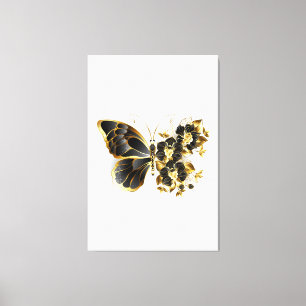 Toile Gold flower Butterfly with Black Orchid