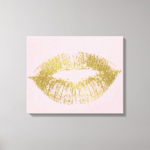 Toile Gold Kiss Lips