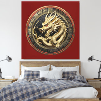 Toile Gold Sacred Eastern Dragon Medallion
