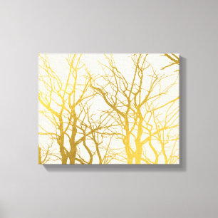 Toile Gold Tree Branches Motif Arrière - plan beige