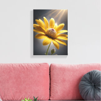 Toile Golden Bloom – Yellow Flower Macro Photography Art