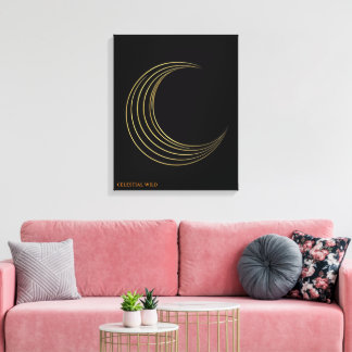 Toile Golden Crescent Moon Celestial Art Canvas Gift