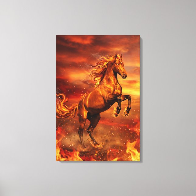 Toile Golden Fire Stallion – Powerful Fantasy (Recto)