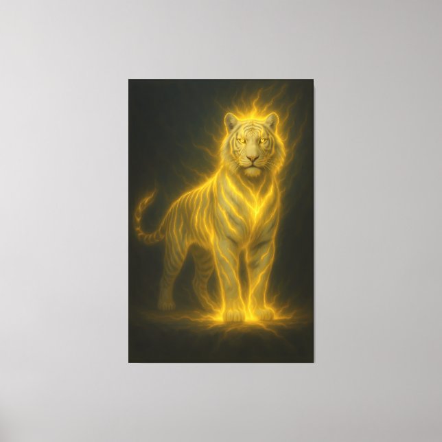 Toile Golden Lightning Tiger – High-End Fantasy Art Pain (Recto)