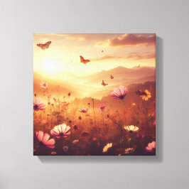 Toile Golden Meadow Bliss with Wildflowers – Canvas Art