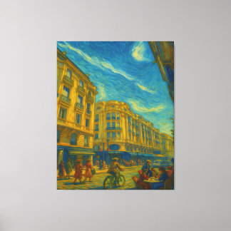 Toile Golden Mediterranean City Vibes – Vibrant Urban Ar