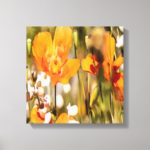 Toile Golden Orange California Pavot Acrylique Peinture