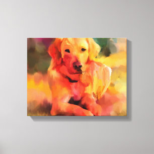 Toile Golden Retriever Chien Aquarelle Art Canvas