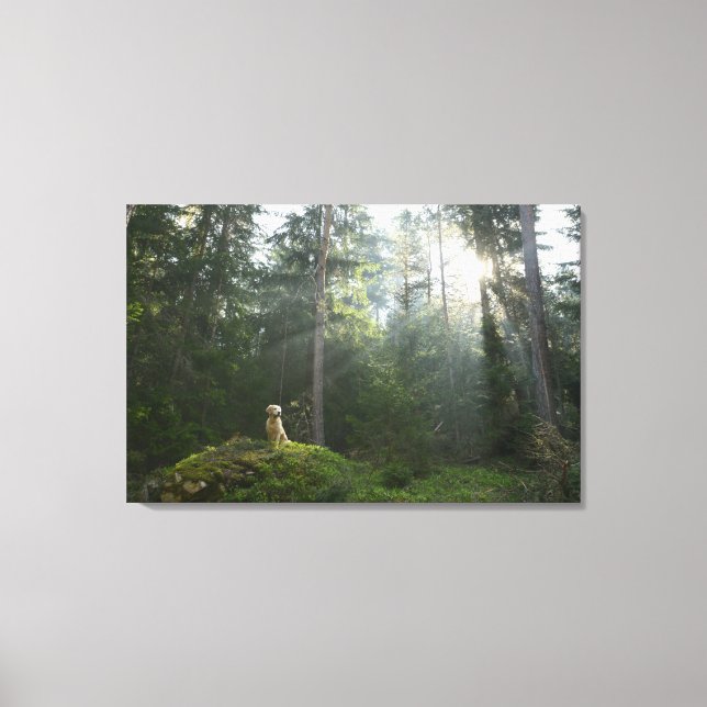 Toile Golden Retriever Chien | Pine Woodland (Recto)