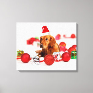 Toile Golden Retriever Chien W Red Santa Chapel Noël