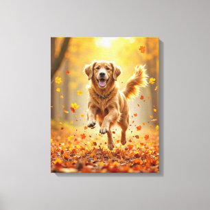 Toile Golden Retriever En Automne Woods