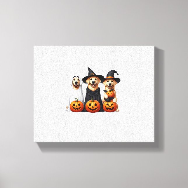 Toile Golden Retriever Ghost Halloween Amoureux de les c (Recto)