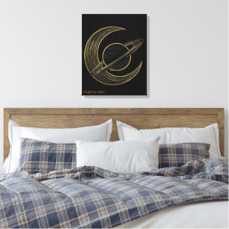 Toile Golden Saturn Celestial Crescent Art Canvas Gift