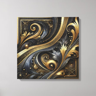 Toile Golden Swirls and Curves Canvas Art