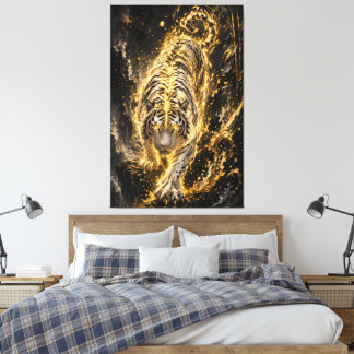 Toile Golden White Tiger Power Spirit
