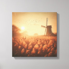Toile Golden Windmill Over Autumn Field Canvas Art