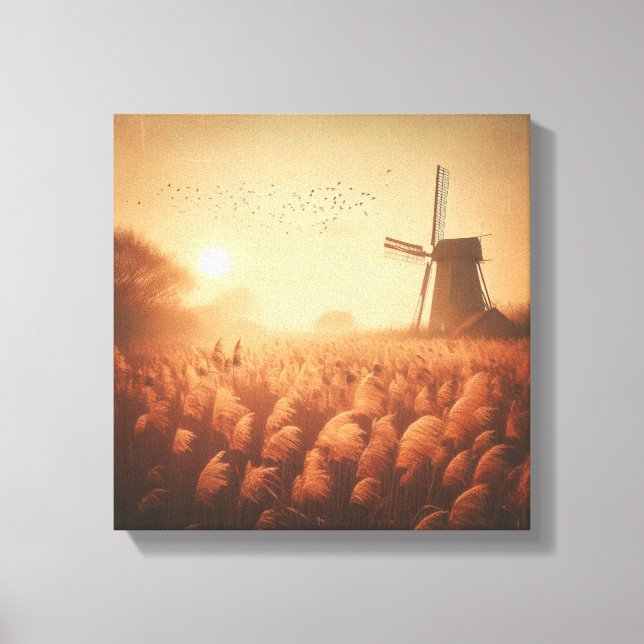Toile Golden Windmill Over Autumn Field Canvas Art (Recto)