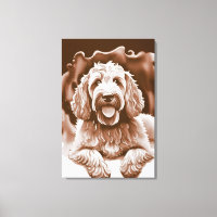 Goldendoodle Art "Happy Dog" Couleurs neutres chau