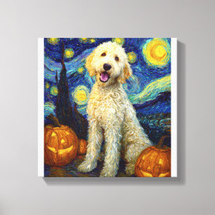 Toile Goldendoodle Chien Mignon Halloween Jack O Lantern