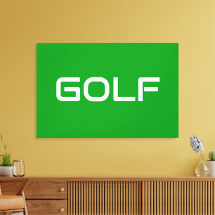Toile GOLF Amusant Sportif Moderne Texte Blanc Sur Vert
