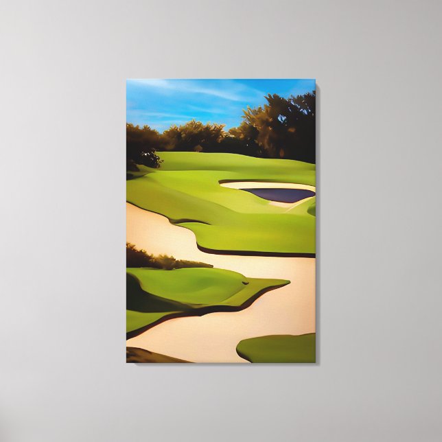 Toile Golf Art Painting of Golf Golfing Golfer Fine Art (Recto)