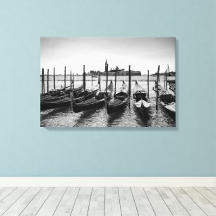 Toile Gondolas à Venise en noir et blanc