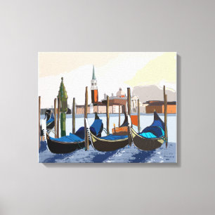 Toile Gondolas Tethered by St Marks Carré Venice