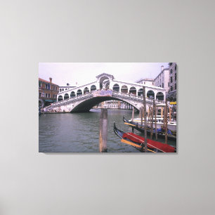 Toile Gondoles et touristes près du pont du Rialto