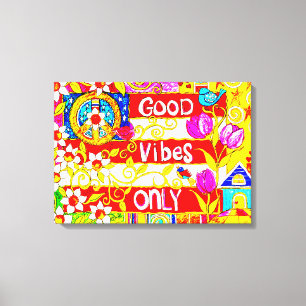 Toile Good Vibes seulement, Panneau de Paix, Drapeau, Ma