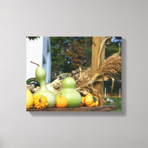 Toile Gourds Cornstalks Farm Stand Automne