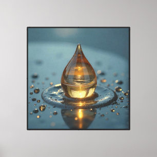 Toile Goutte d'eau ambre avec reflet de coucher de solei