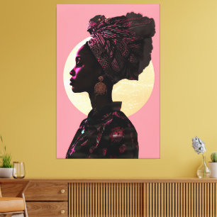 Toile Grace en rose : Muse du patrimoine africain