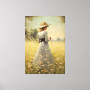 Toile Grace in Nature : Femme dans la prairie peinture à