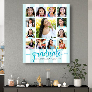Toile Graduation K-12 Photo Collage Turquoise Script