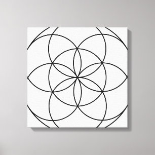 Toile Graine de Vie Géométrie Sacrée noir et blanc