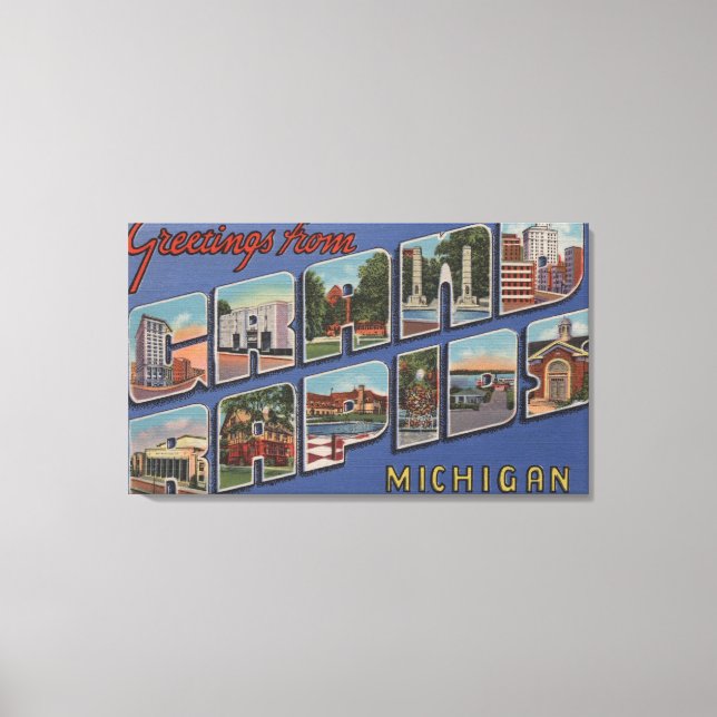 Toile Grand Rapids, Michigan - Scènes de grandes lettres (Recto)
