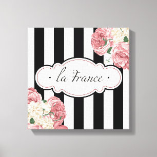 Toile Grandes bandes françaises et Roses