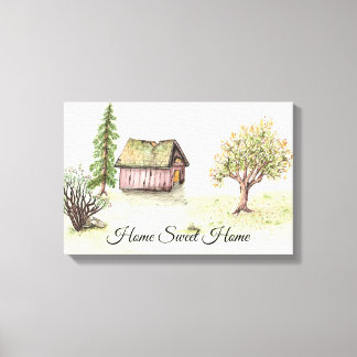 Toile Grange aquarelle "Home Sweet Home"  