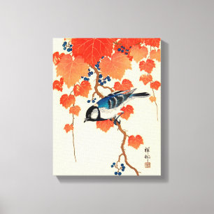Toile Grapevine vintage d'automne et d'oiseaux japonais