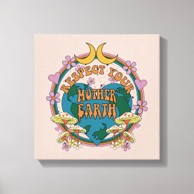 Toile Graphique de la Terre mère rétro des années 70 (Recto)