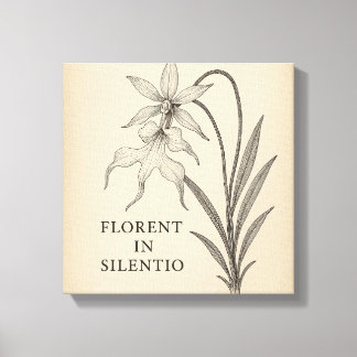 Toile Gravure sur orchidée fantôme avec citation botaniq