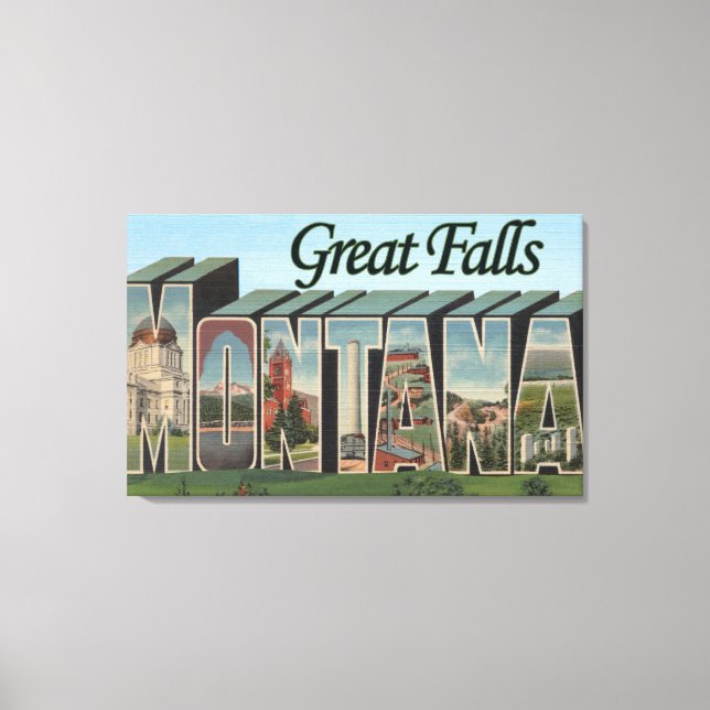 Toile Great Falls, Montana - Scènes de grandes lettres (Recto)