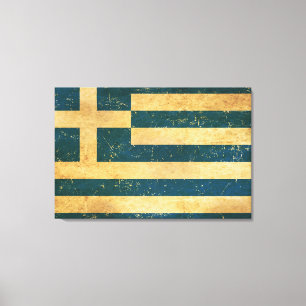 Toile Grèce Drapeau Vintage Grunge Design