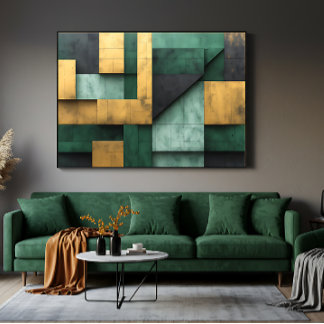 Toile Green and Gold Geometry