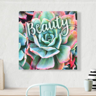 Toile Green Cactus Photo Modern Beauty Cote Script Bold