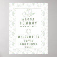Toile Green Cowboy Begrüßung Babydusche